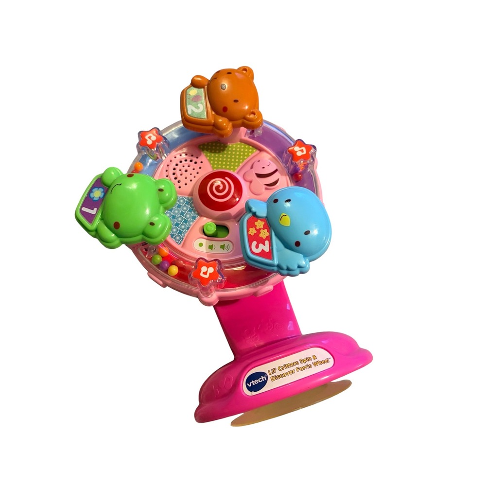 VTech Lil Critters Spin & Discover Ferris Wheel Pink Baby Tray Table Suction Toy
